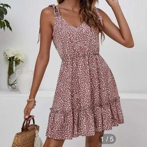 Shein shoulder tie sundress with ruffle hem